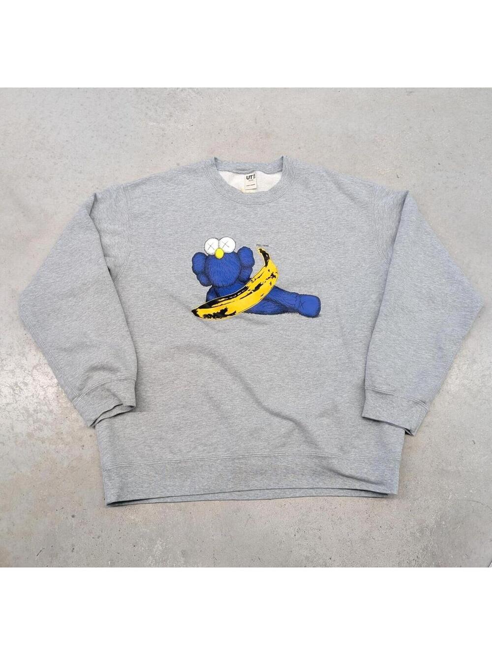 Uniqlo x Kaws x Andy Warhol Banana Gray Crew Neck Sweater